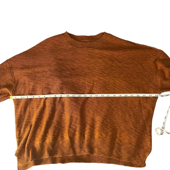 NWOT VINCE CAMUTO Linen-style drop shoulder crewneck sweater burnt orange SZ L - Picture 3 of 6